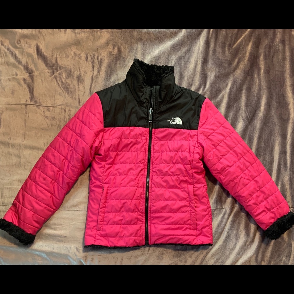 Girls pink & black north face